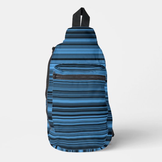 Blauwe zwarte strepen sling bag (Voorkant)