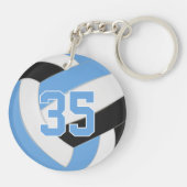 blauwe zwarte teamkleuren gepersonaliseerd volleyb sleutelhanger (Achterkant)