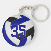 blauwe zwarte teamkleuren gepersonaliseerd volleyb sleutelhanger (Achterkant)