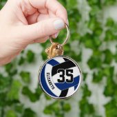blauwe zwarte teamkleuren gepersonaliseerd volleyb sleutelhanger (Hand)