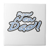 Blauwe/zwarte tekstgroep Nieuwe pap-cadeaus Tegeltje (Voorkant)