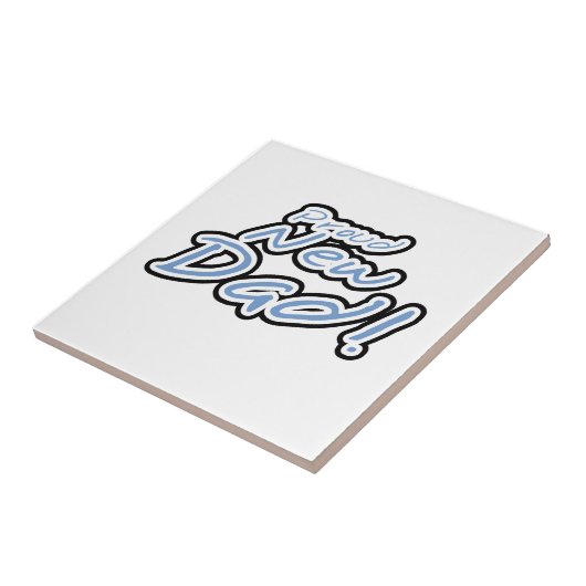 Blauwe/zwarte tekstgroep Nieuwe pap-cadeaus Tegeltje (Zijkant)