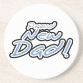 Blauwe/zwarte tekstgroep Nieuwe pap-cadeaus Zandsteen Onderzetter (Voorkant)