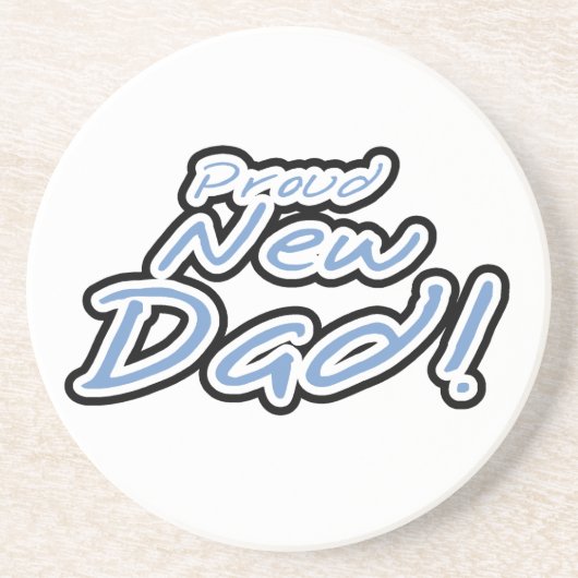 Blauwe/zwarte tekstgroep Nieuwe pap-cadeaus Zandsteen Onderzetter (Voorkant)