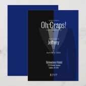 Blauwe zwarte tuxedo bachelor party, sla de datum  save the date (Voorkant / Achterkant)