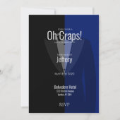 Blauwe zwarte tuxedo bachelor party, sla de datum  save the date (Voorkant)
