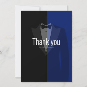 Blauwe zwarte tuxedo poker bachelor party bedankt