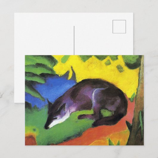 Blauwe zwarte vos van Franz Marc Briefkaart (Voorkant / Achterkant)
