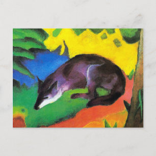 Blauwe zwarte vos van Franz Marc Briefkaart