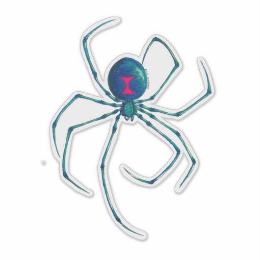 Blauwe zwarte weduwe spin sticker (Voorkant)