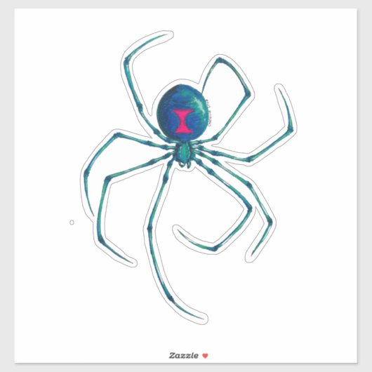 Blauwe zwarte weduwe spin sticker (Vel)