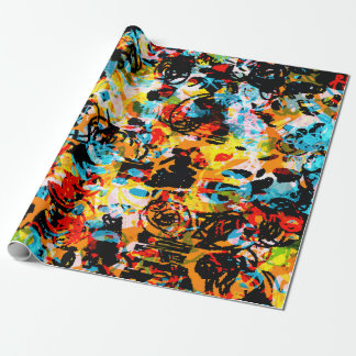 Blauwe, zwarte, witte, oranje kleur. Helder naadlo Cadeaupapier