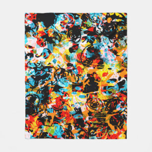 Blauwe, zwarte, witte, oranje kleur. Helder naadlo Fleece Deken