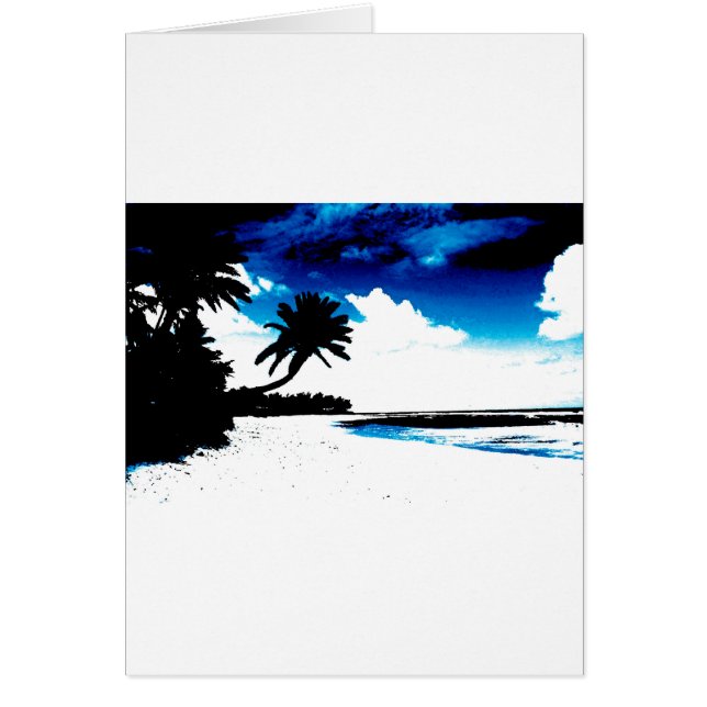 Blauwe zwarte witte palmboom Silhouette (Voorkant)