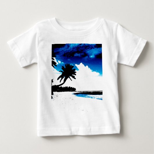 Blauwe zwarte witte palmboom Silhouette (Voorkant)
