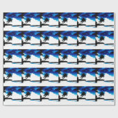 Blauwe zwarte witte palmboom Silhouette Cadeaupapier (Vlak)