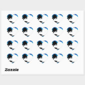Blauwe zwarte witte palmboom Silhouette Hart Sticker (Vel)
