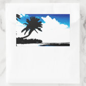 Blauwe zwarte witte palmboom Silhouette Rechthoekige Sticker (Tas)