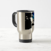 Blauwe zwarte witte palmboom Silhouette Reisbeker (Voorkant links)