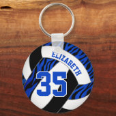 blauwe zwarte zebra strepen accentmeisjes volleyba sleutelhanger (Voorkant)