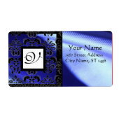 BLAUWE ZWARTE ZEELKAMASK, SQUARE MONOGRAM ETIKET (Voorkant)