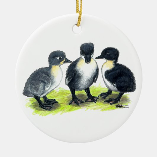 Blauwe Zweedse Eendjes Keramisch Ornament (Voorkant)