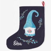 Blauwe Zweedse gnoom met hete cacao kous Grote Kerstsok (Achterkant)