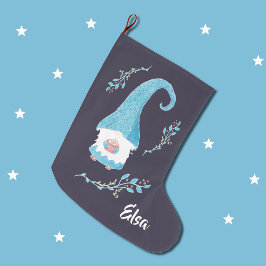 Blauwe Zweedse gnoom met hete cacao kous Grote Kerstsok