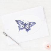  blauwe zweepstaartvlindermozaïek ovale sticker (Envelop)