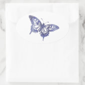  blauwe zweepstaartvlindermozaïek ovale sticker (Tas)