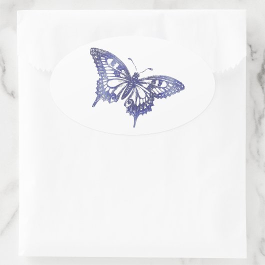  blauwe zweepstaartvlindermozaïek ovale sticker (Tas)