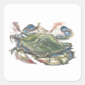 Blauwe Zwemkrab Vierkante Sticker (Voorkant)