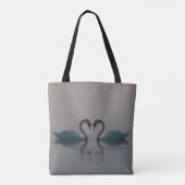Blauwe zwemmen moeten liefdeshart zijn op water tote bag (Achterkant)