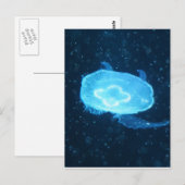 Blauwe Zwemmende Kwallen Briefkaart (Voorkant / Achterkant)