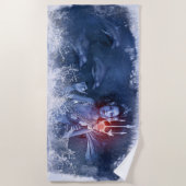 Blauwe Zwemmermaid Strandlaken (Voorkant)
