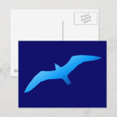 Blauwe zwevende meeuw briefkaart (Voorkant / Achterkant)