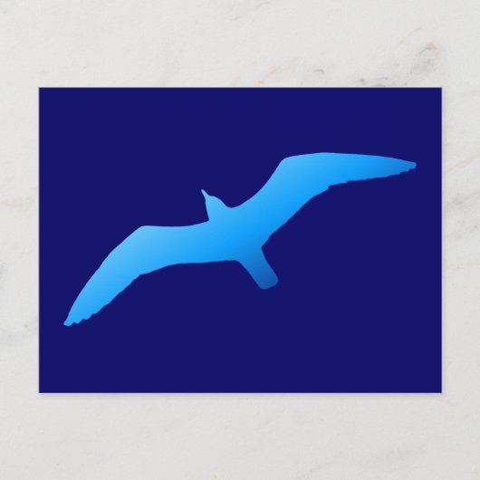 Blauwe zwevende meeuw briefkaart (Voorkant)