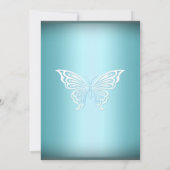 blauwe zwevende vlinder & cross-baptisme Invite Kaart (Achterkant)