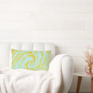 Blauwe Zwirls Abstract Gouden Glitter Nautisch Kussen