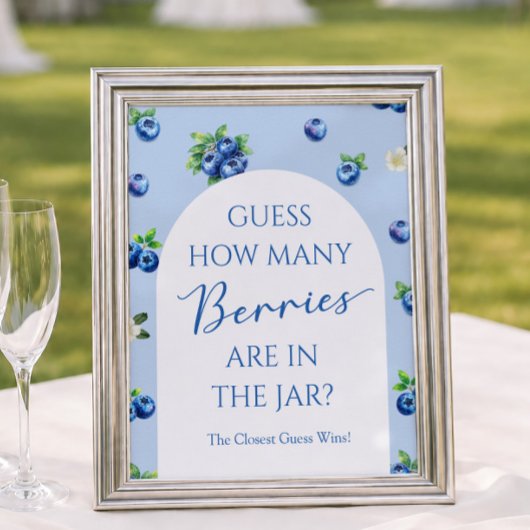 Blauwebes Baby Shower Raad Hoeveel Bessen Spel Poster
