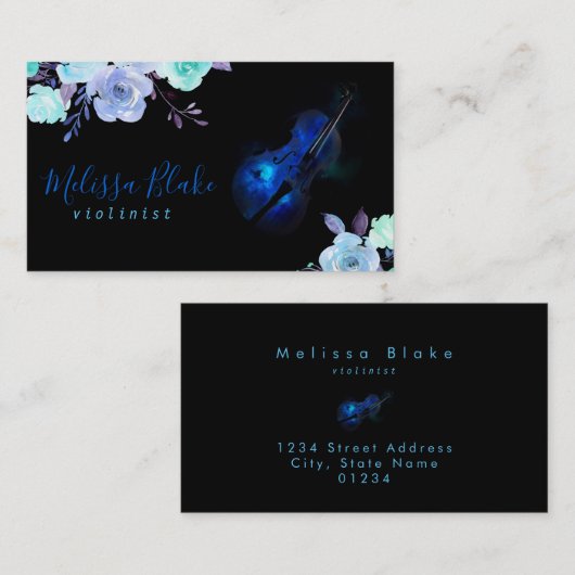 blauwebloemenviolist visitekaartje (Voorkant / Achterkant)