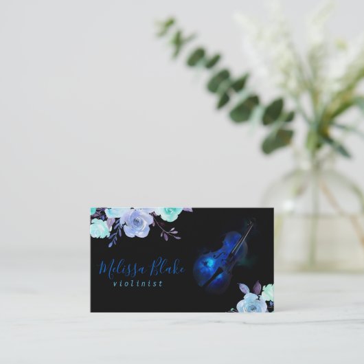 blauwebloemenviolist visitekaartje (Staand voorkant)