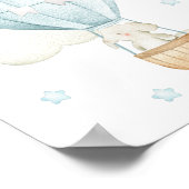 Blauwehete luchtballon, Olifant, Sterren, Jongens  Poster (Hoek)