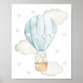 Blauwehete luchtballon, Olifant, Sterren, Jongens  Poster (Voorkant)