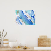 Blauwen 003 Abstract Waterverf getextureerd papier Poster (Keuken)
