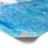 Blauwen 004 Abstract Waterverf getextureerd papier Poster (Hoek)