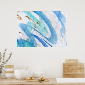 Blauwen 004 Abstract Waterverf getextureerd papier Poster (Keuken)
