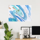 Blauwen 004 Abstract Waterverf getextureerd papier Poster (Thuiskantoor)