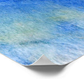 Blauwen 005 Abstract Waterverf getextureerd papier Poster (Hoek)