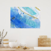 Blauwen 005 Abstract Waterverf getextureerd papier Poster (Keuken)